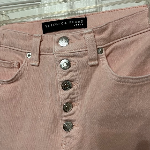 Veronica Beard Debbie Skinny Jean pink button fly size 27 stretchy - Picture 5 of 8